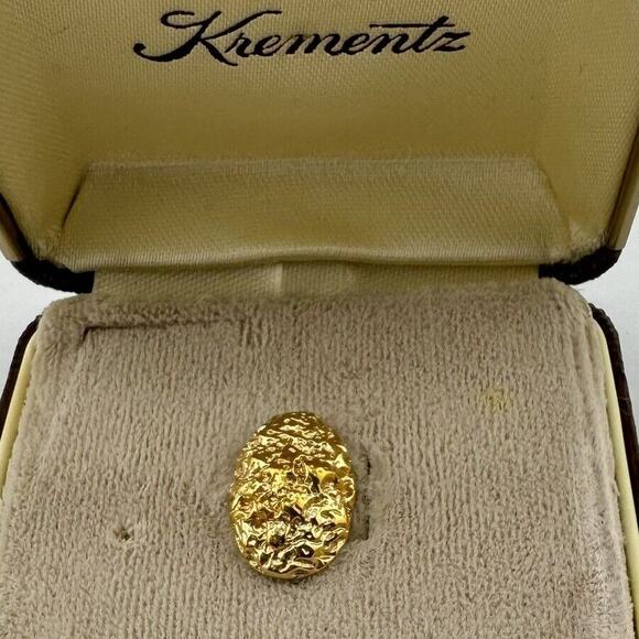 Vintage Krementz Gold Tone Oval Nugget Tie Tac New Old Stock In Original Box - Picture 2 of 9